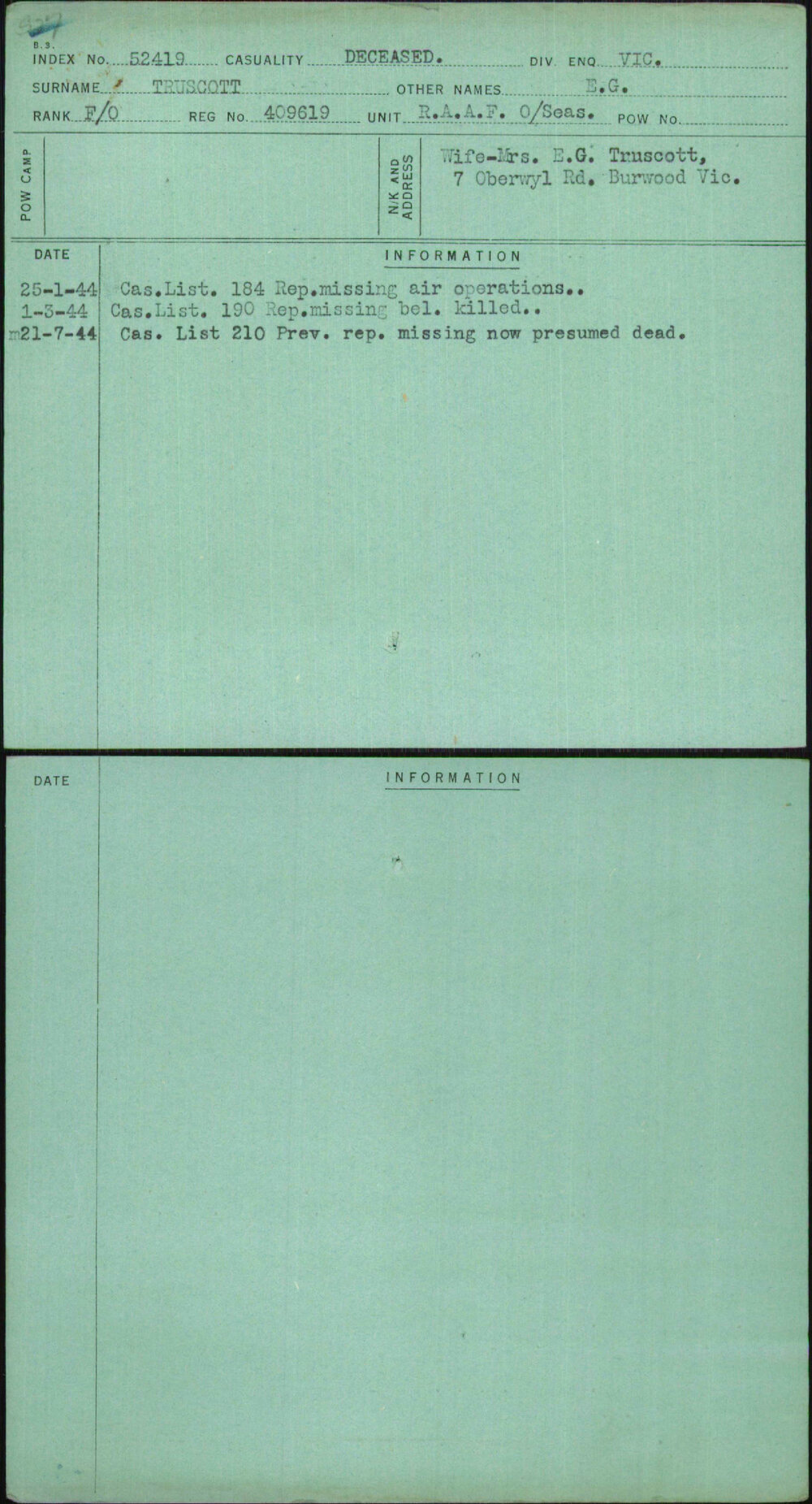 Truscott, E G, 409619