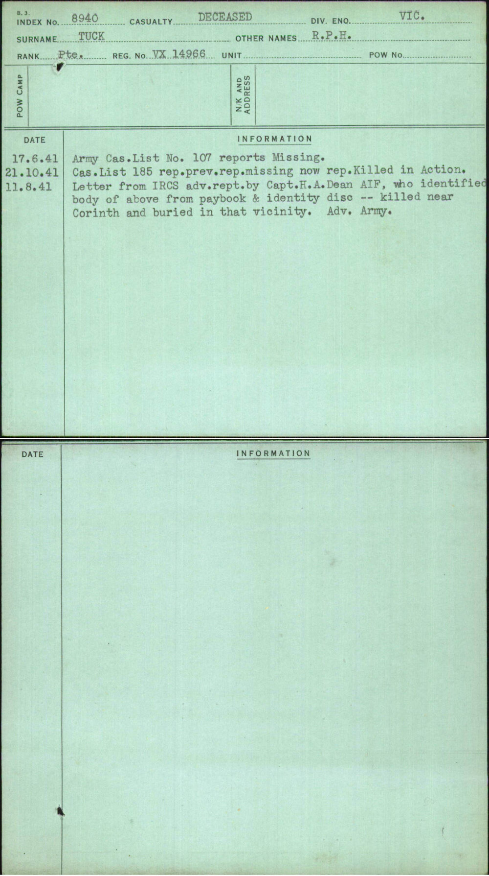 Tuck, R P H, VX14966