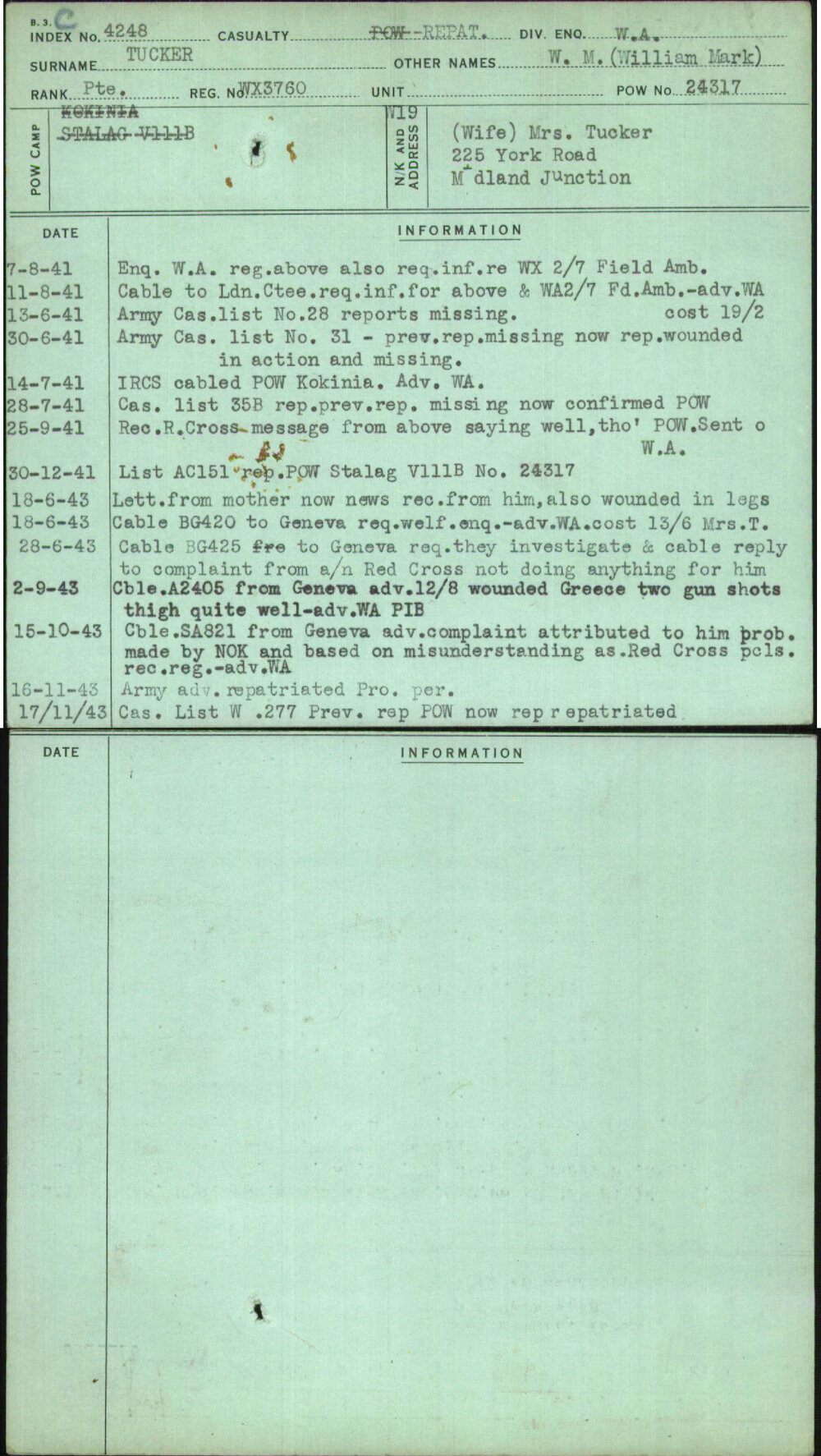 Tucker, W M (William Mark), WX3760