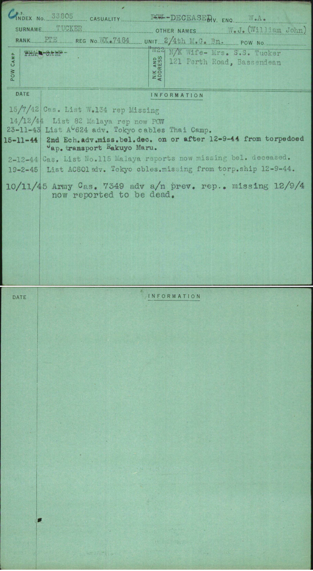 Tucker, W J (William John), WX7484