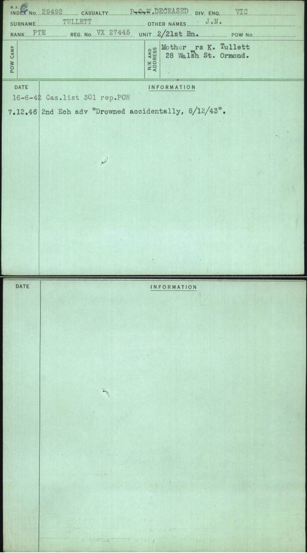 Tullett, J N, VX27445