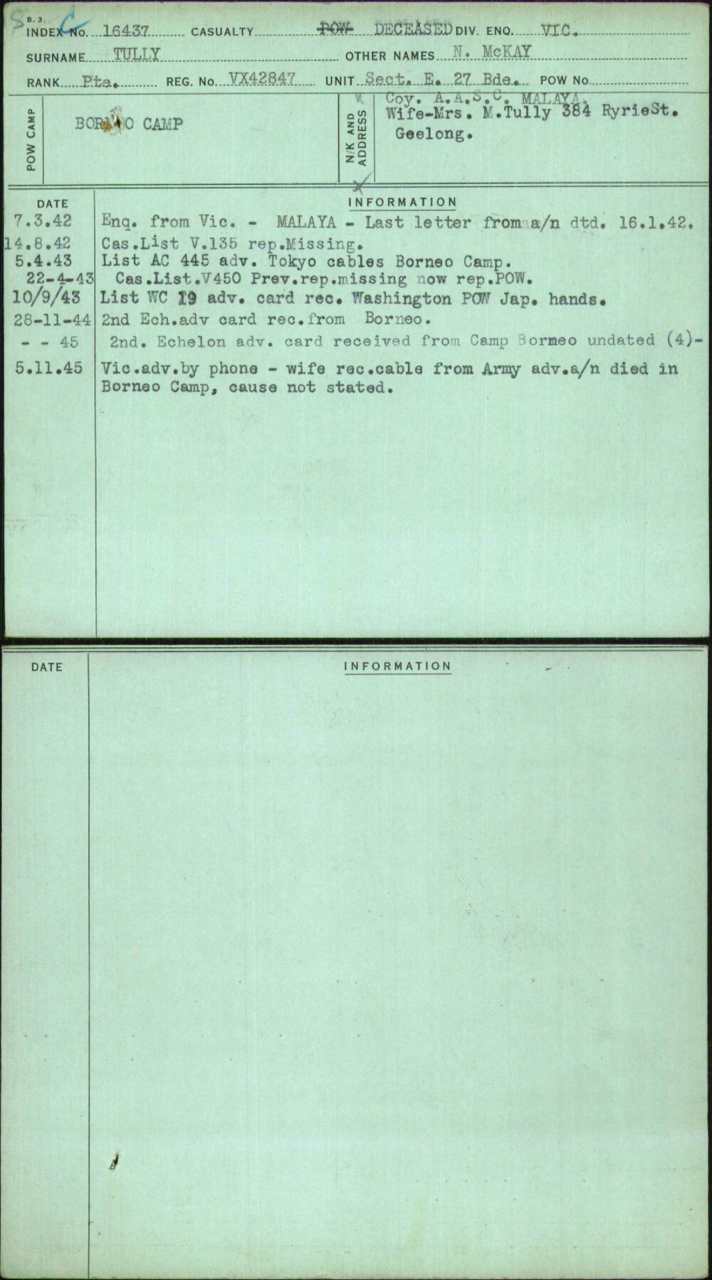 Tully, N Mckay, VX42847