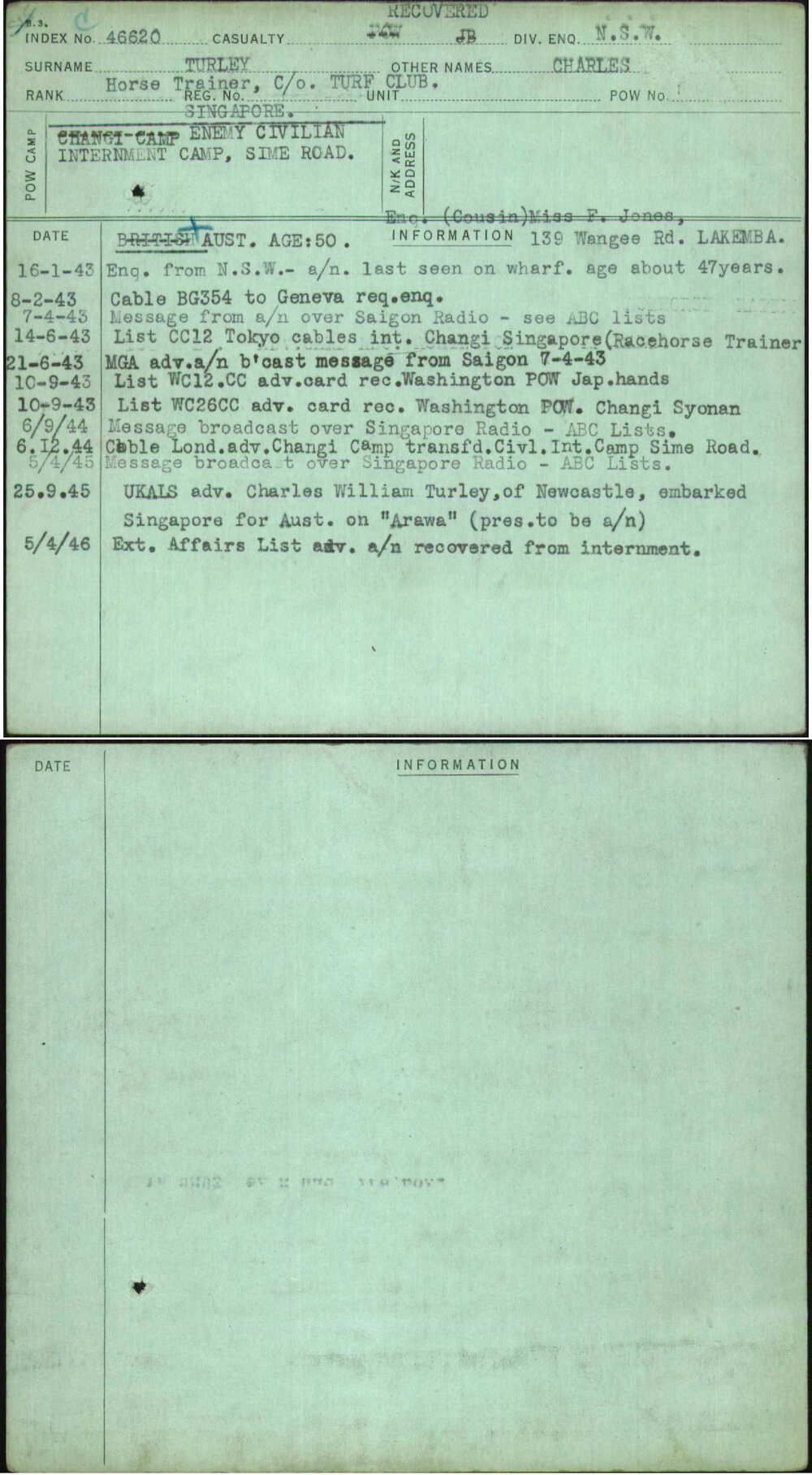 Turley, Charles, [No Service Number]