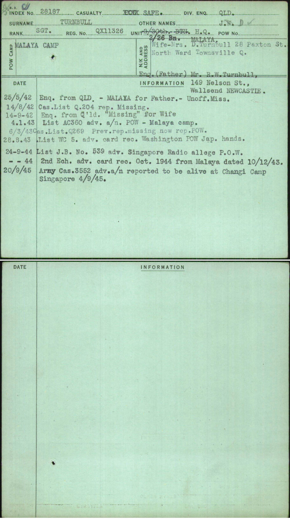 Turnbull, J D, QX11326