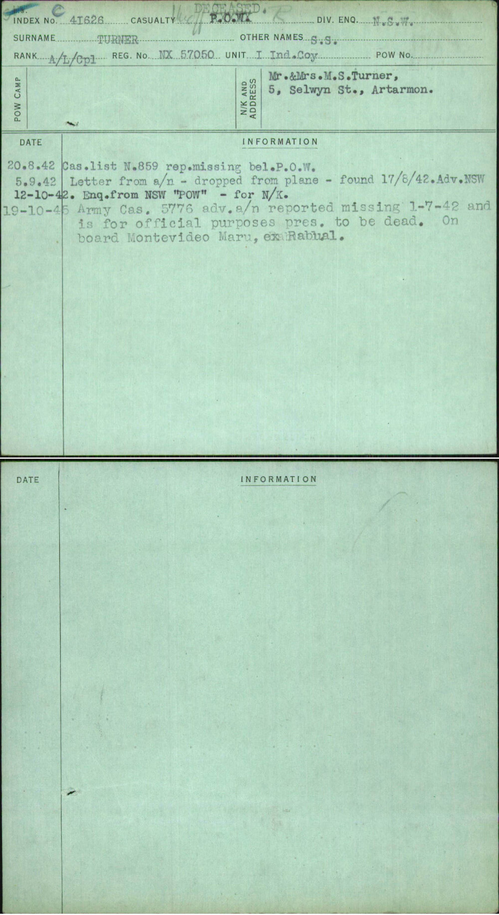 Turner, S S, NX57050