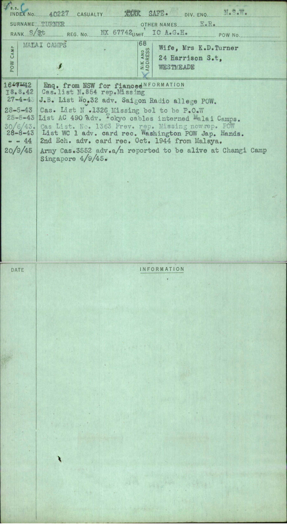 Turner, E R, NX67742