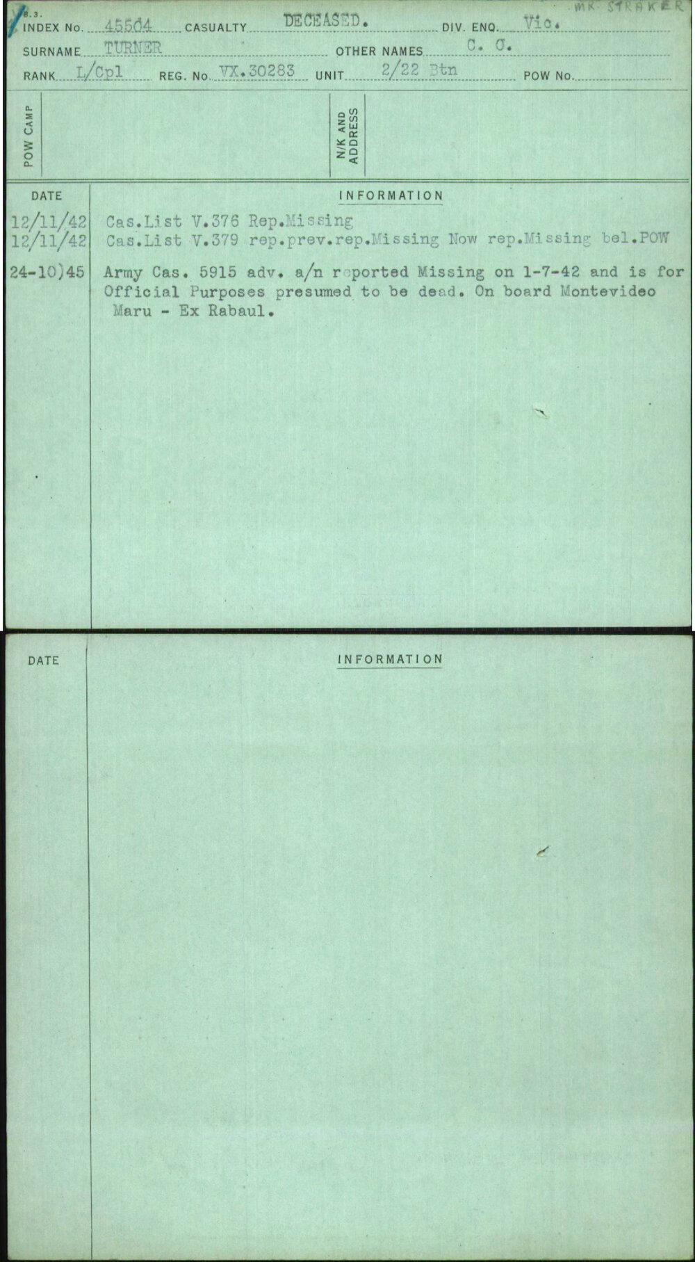 Turner, C O, VX30283