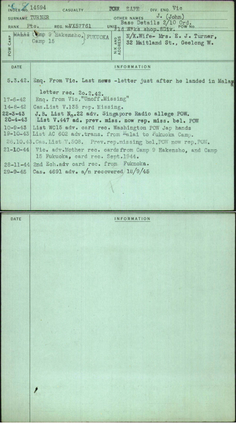 Turner, J (John), VX57761