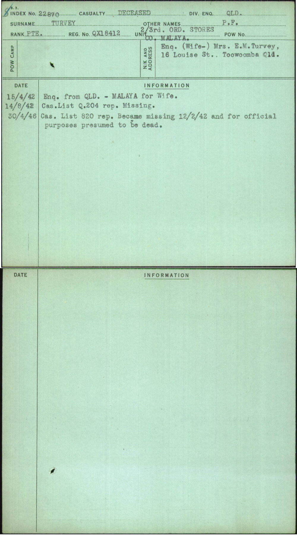Turvey, P F, QX18412