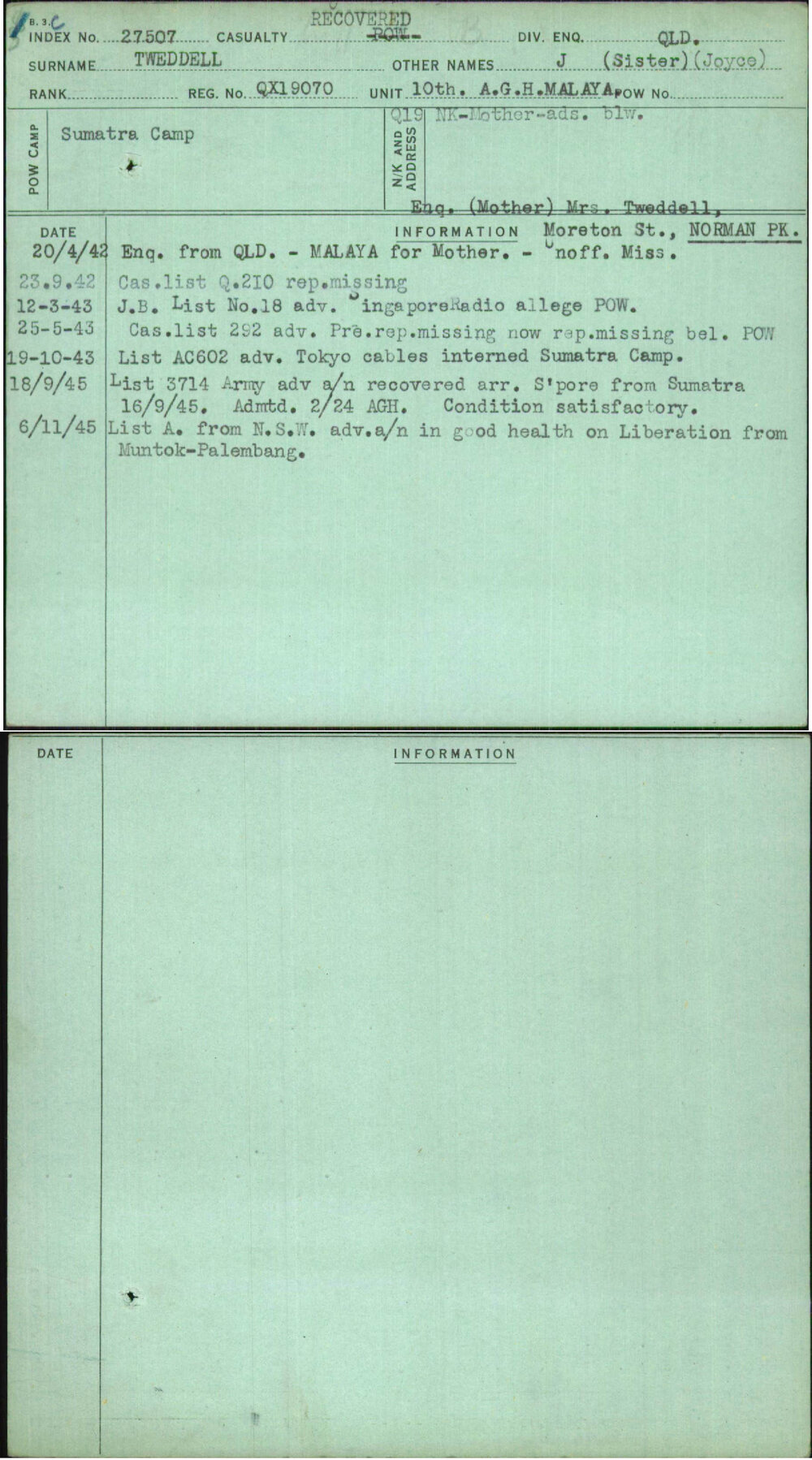 Tweddell, J (Sister) (Joyce), QX19070