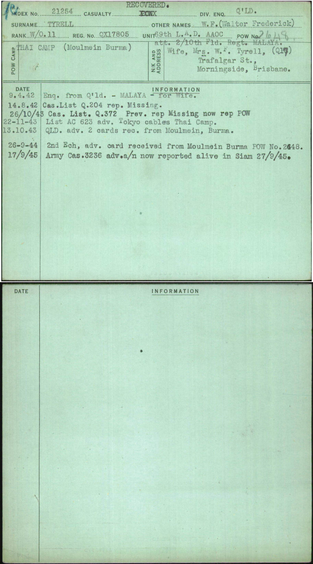 Tyrell, W F (Walter Frederick), QX17805