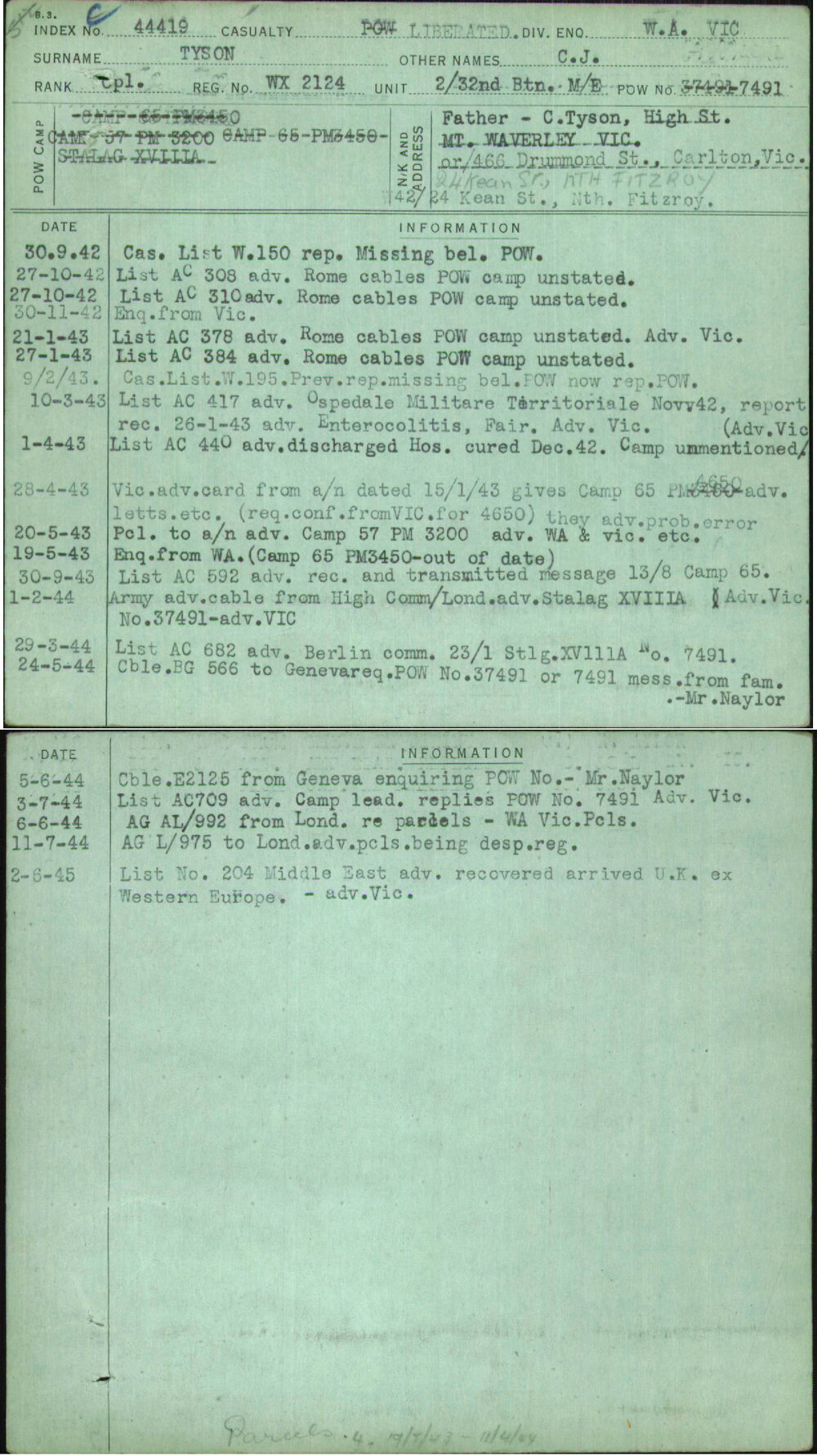Tyson, C J, WX2124