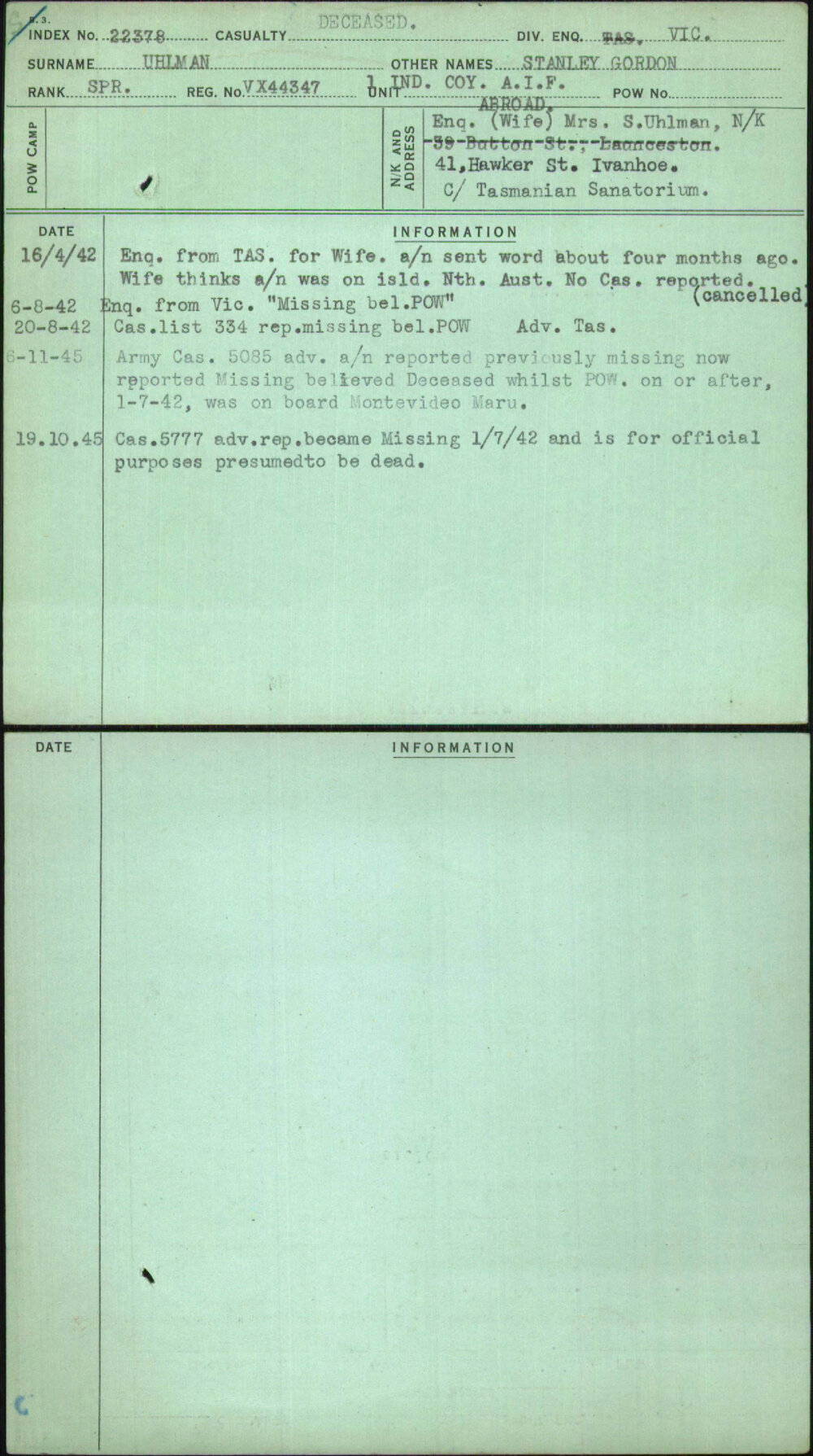 Uhlman, Stanley Gordon, VX44347