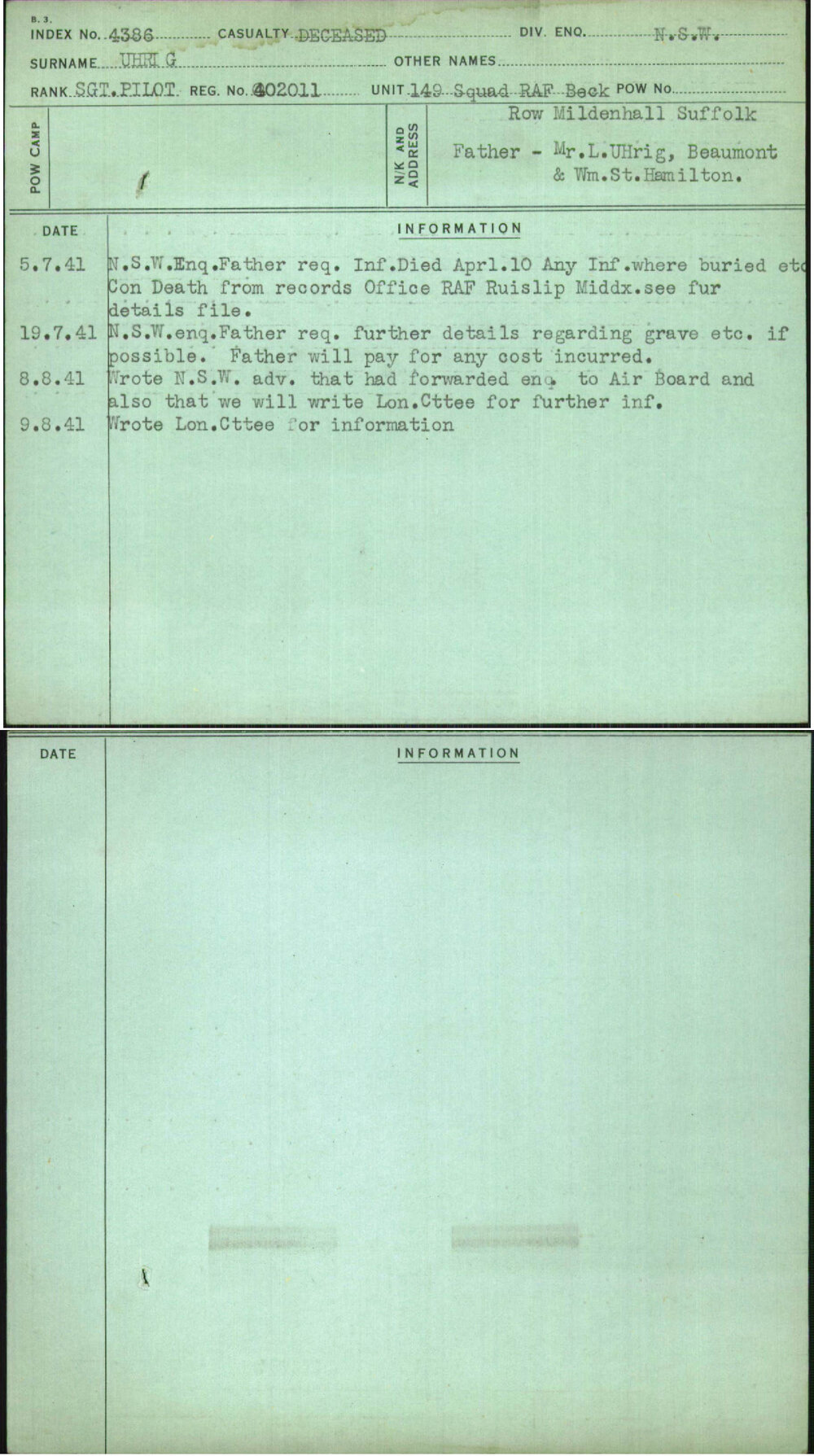 Uhrig, [No Given Name], 402011