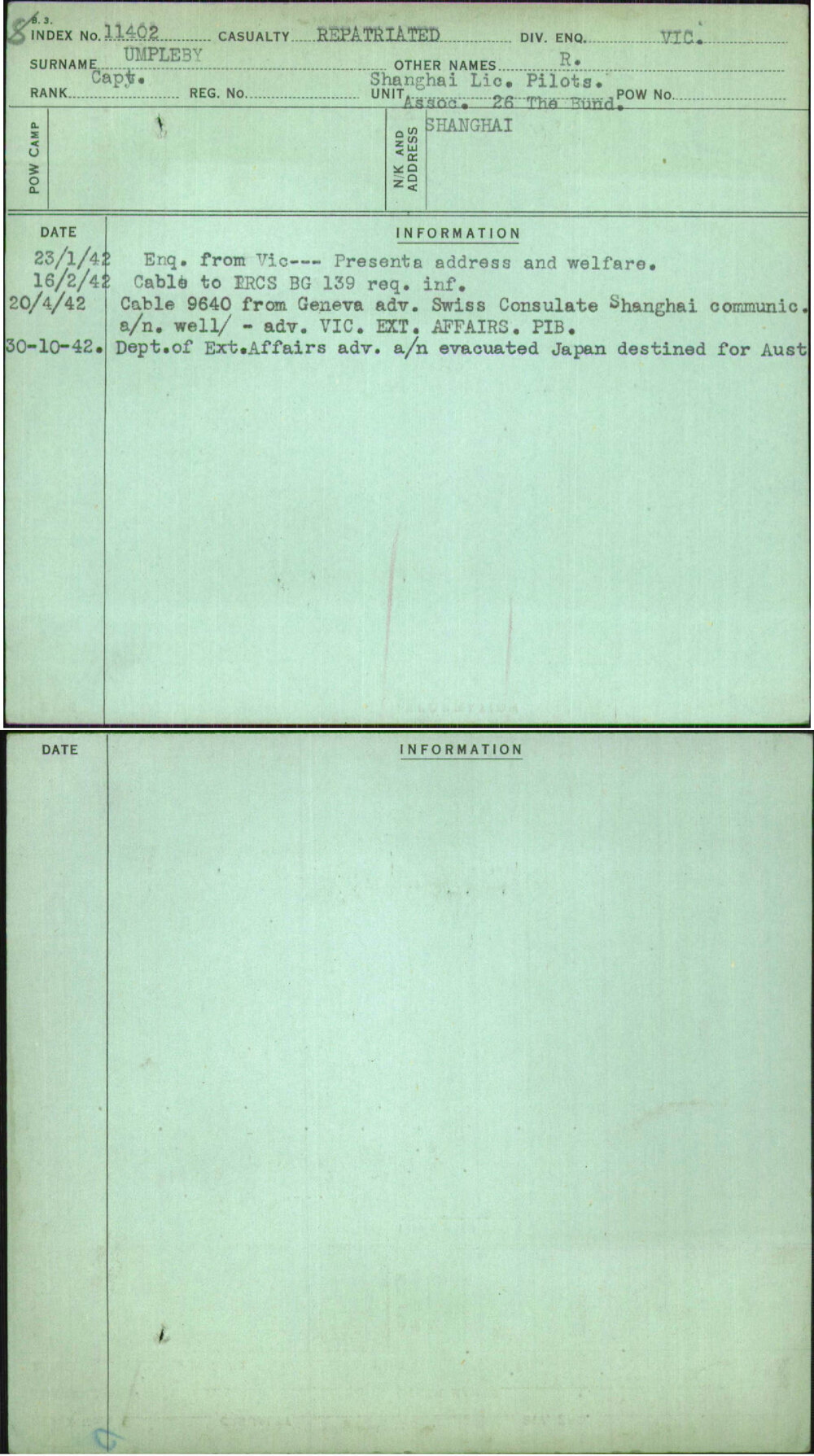 Umpleby, R, [No Service Number]