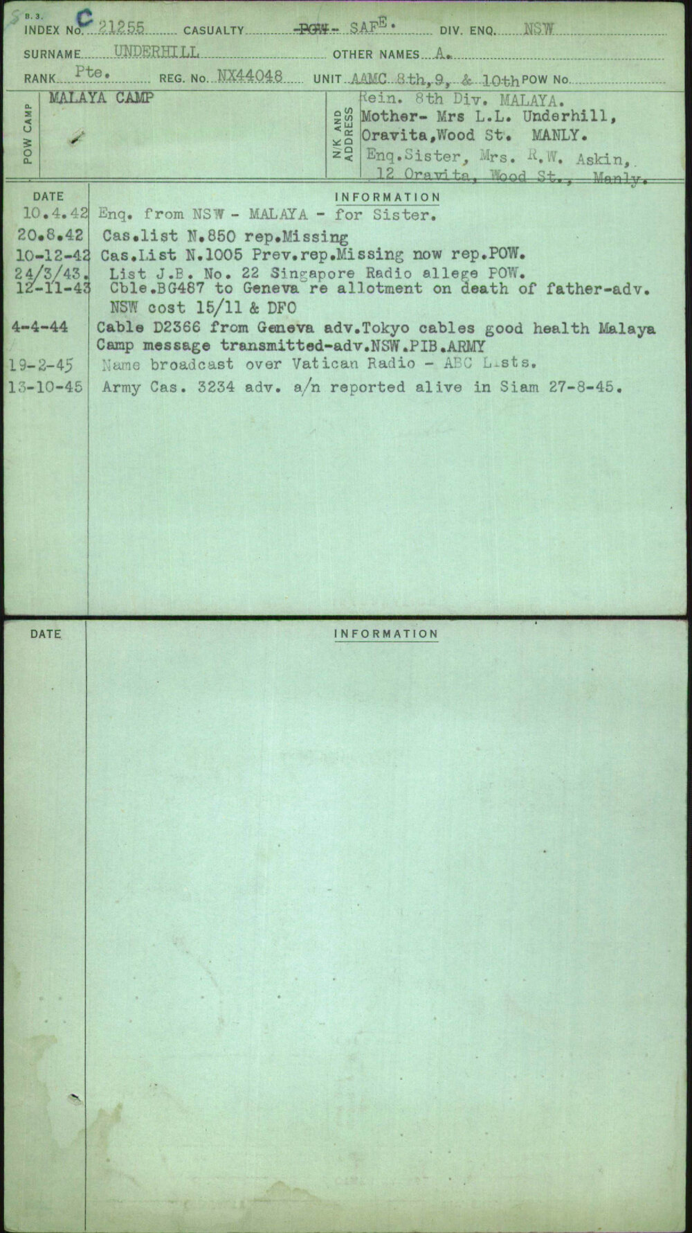 Underhill, A, NX44048