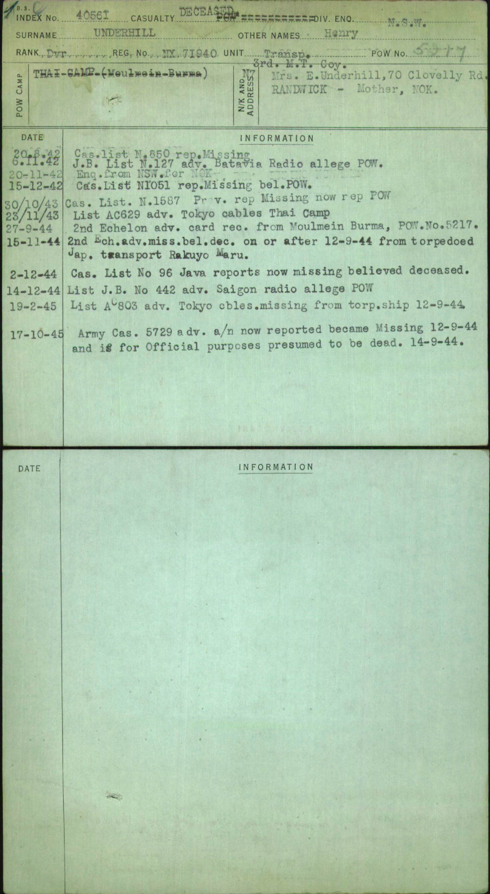 Underhill, Henry, NX71940