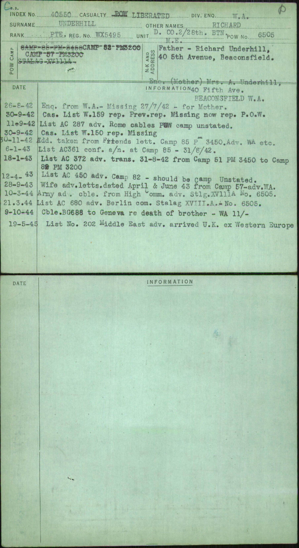 Underhill, Richard, WX5495