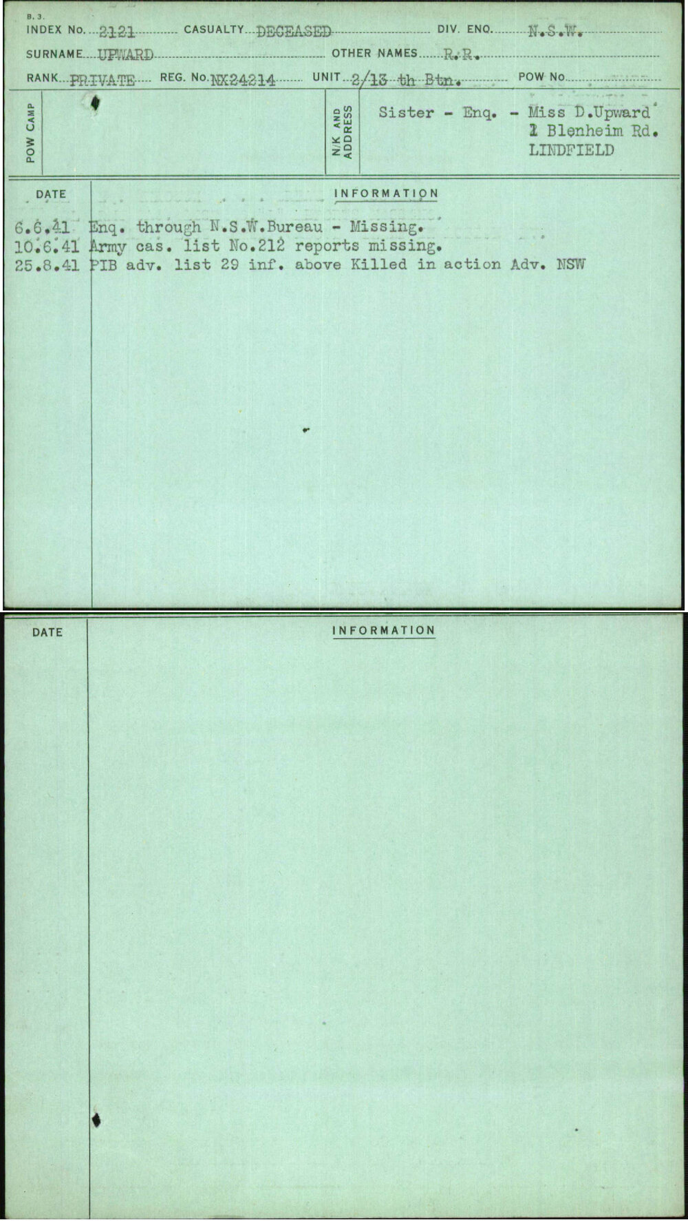 Upward, R R, NX24214