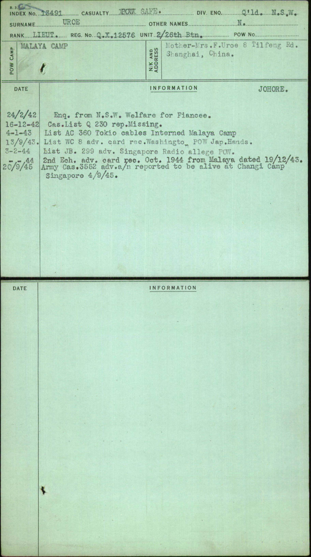 Uroe, N, QX12576