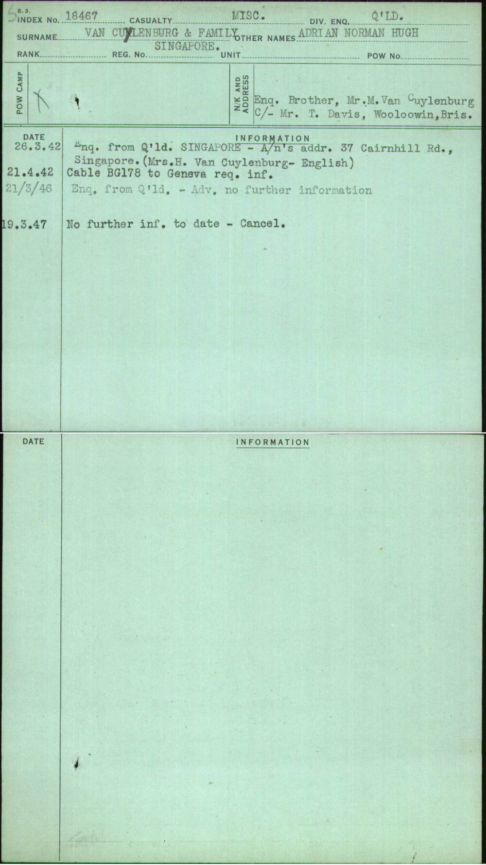 Van Culenburg &amp; Family, Adrian Norman Hugh, Singapore