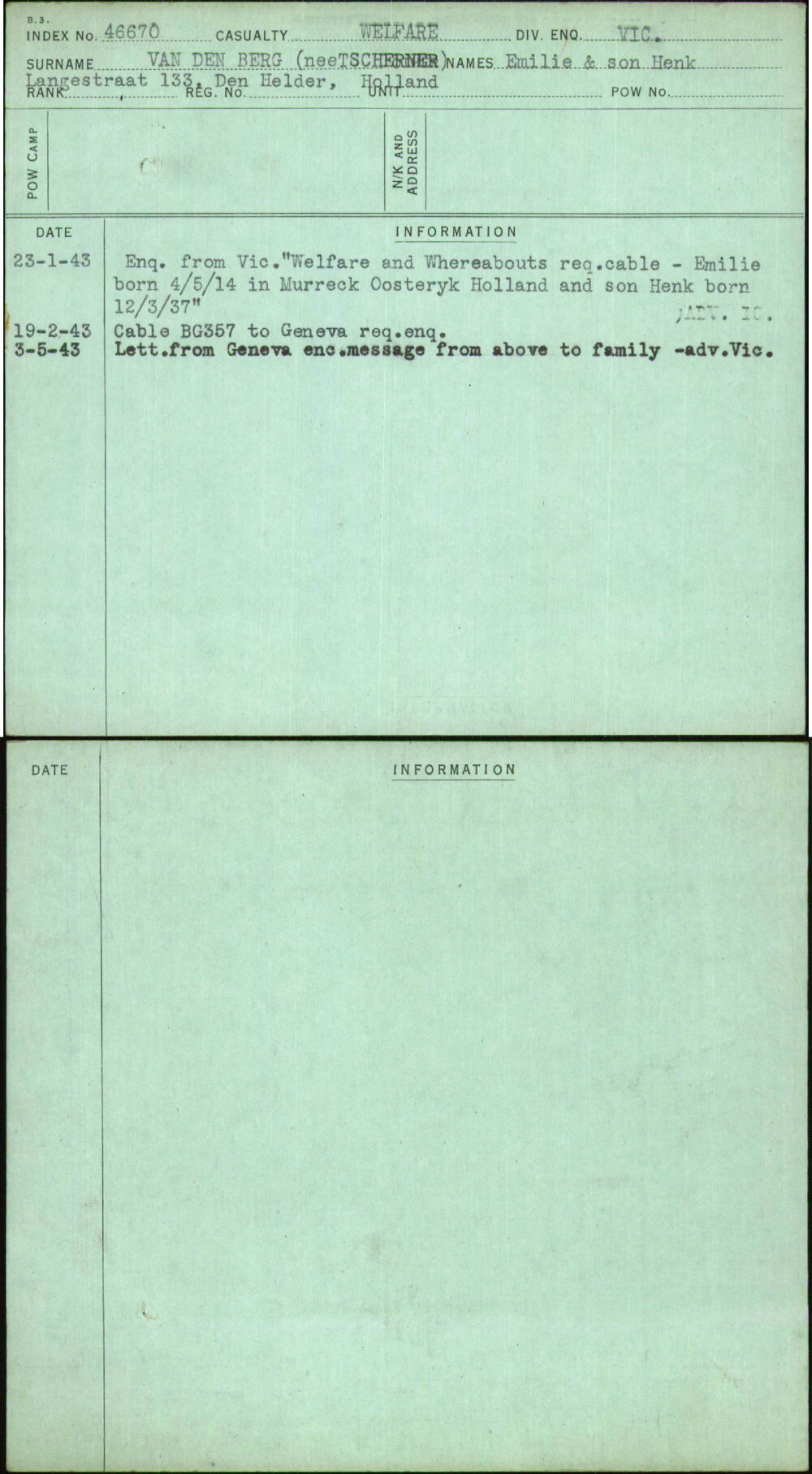 Van Den Berg (Neetscherner), Emilie &amp; Son Henk, [No Service Number]
