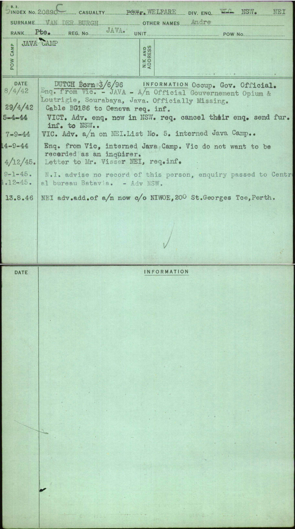 Van Der Burgh, Andre, Java