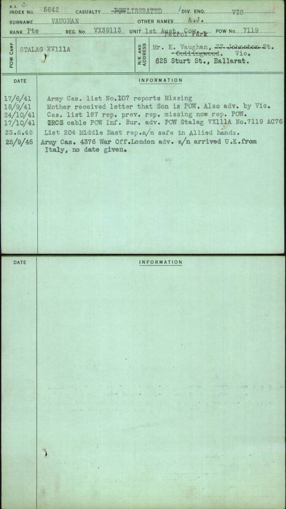 Vaughan, A J, VX39113