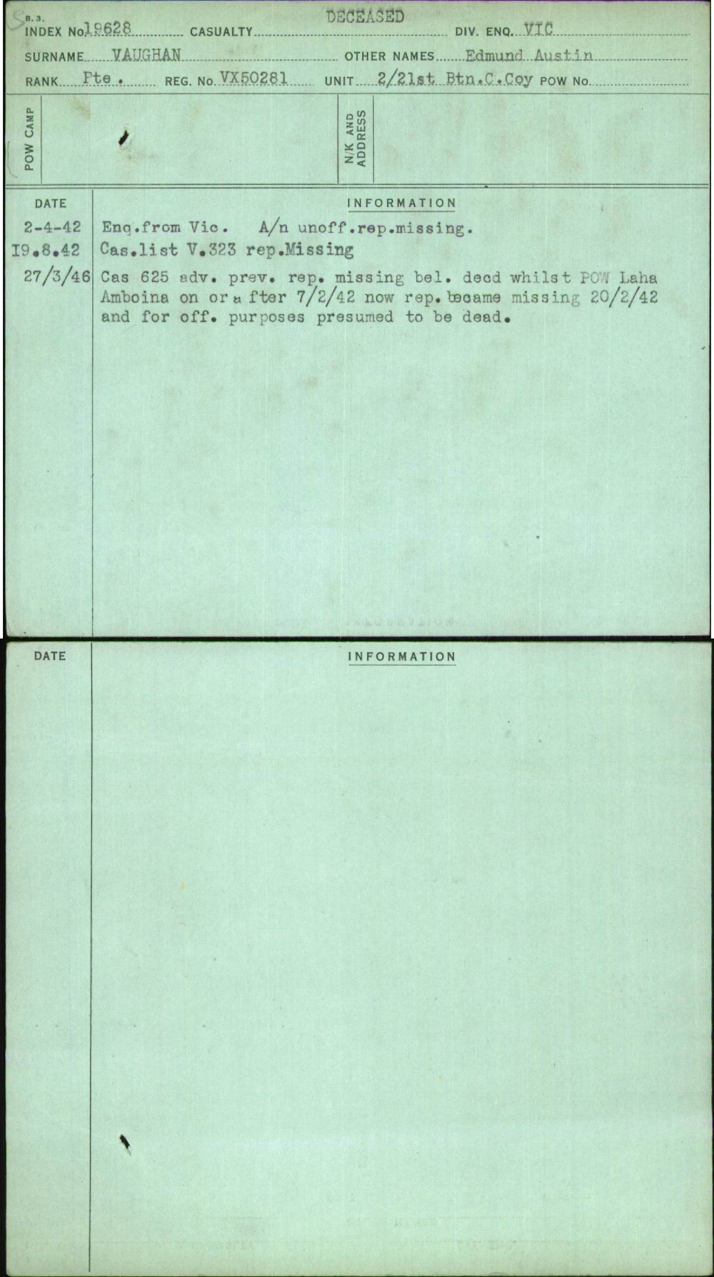 Vaughan, Edmund Austin, VX50281