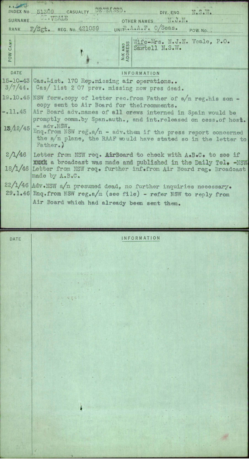 Veale, N J N, 421059