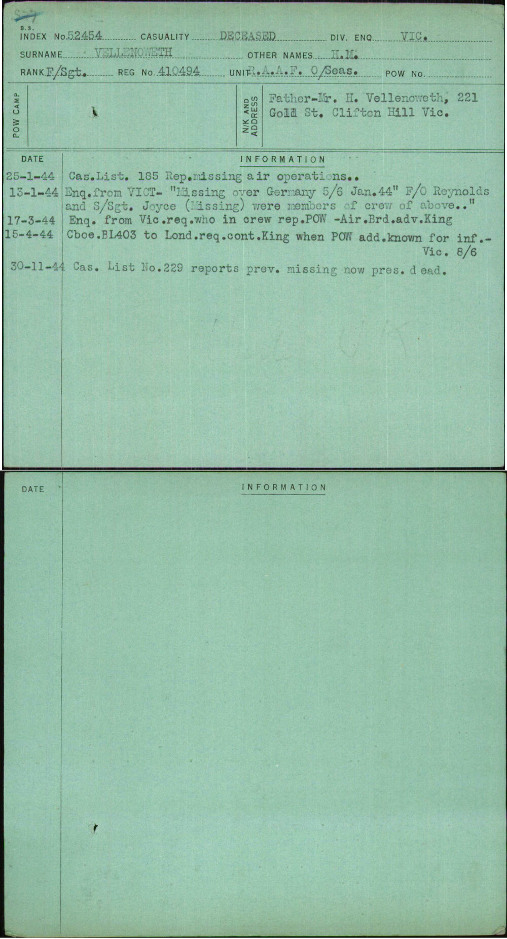 Vellenoweth, H M, 410494