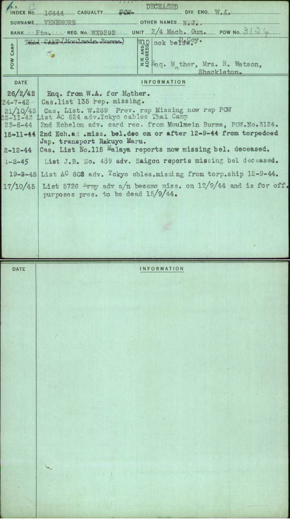 Venemore, N J, WX9292