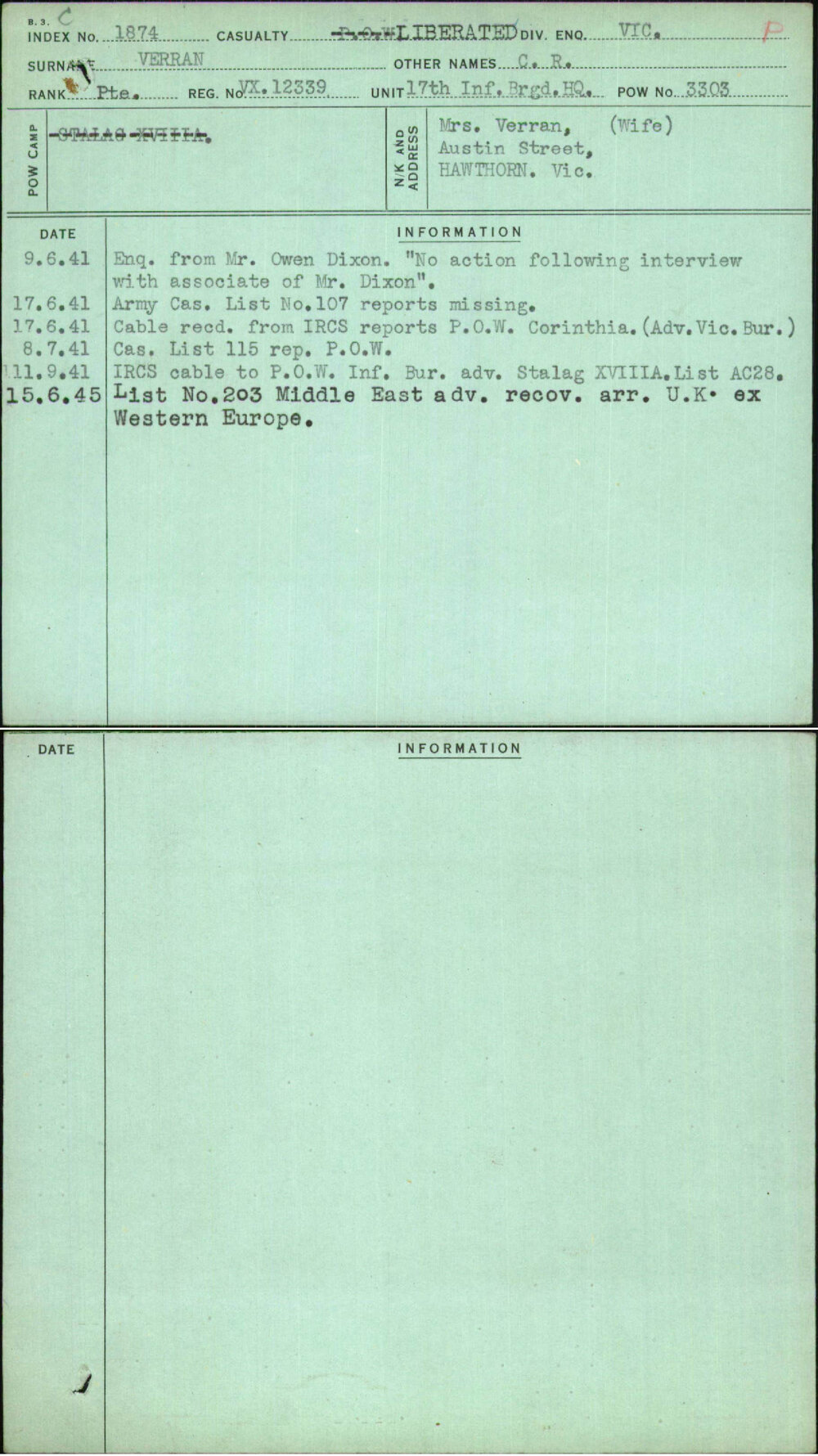 Verran, C R, VX12339