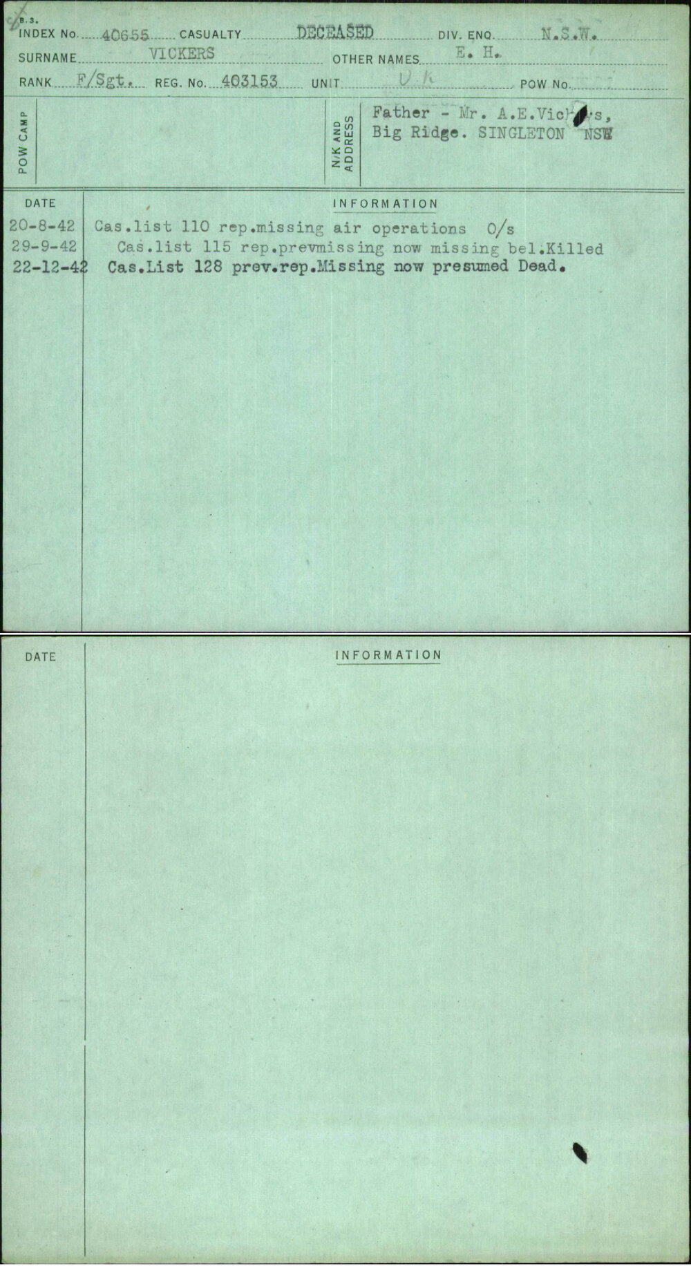 Vickers, E H, 403153