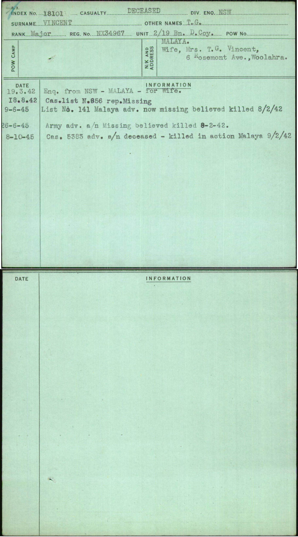 Vincent, T G, NX34967