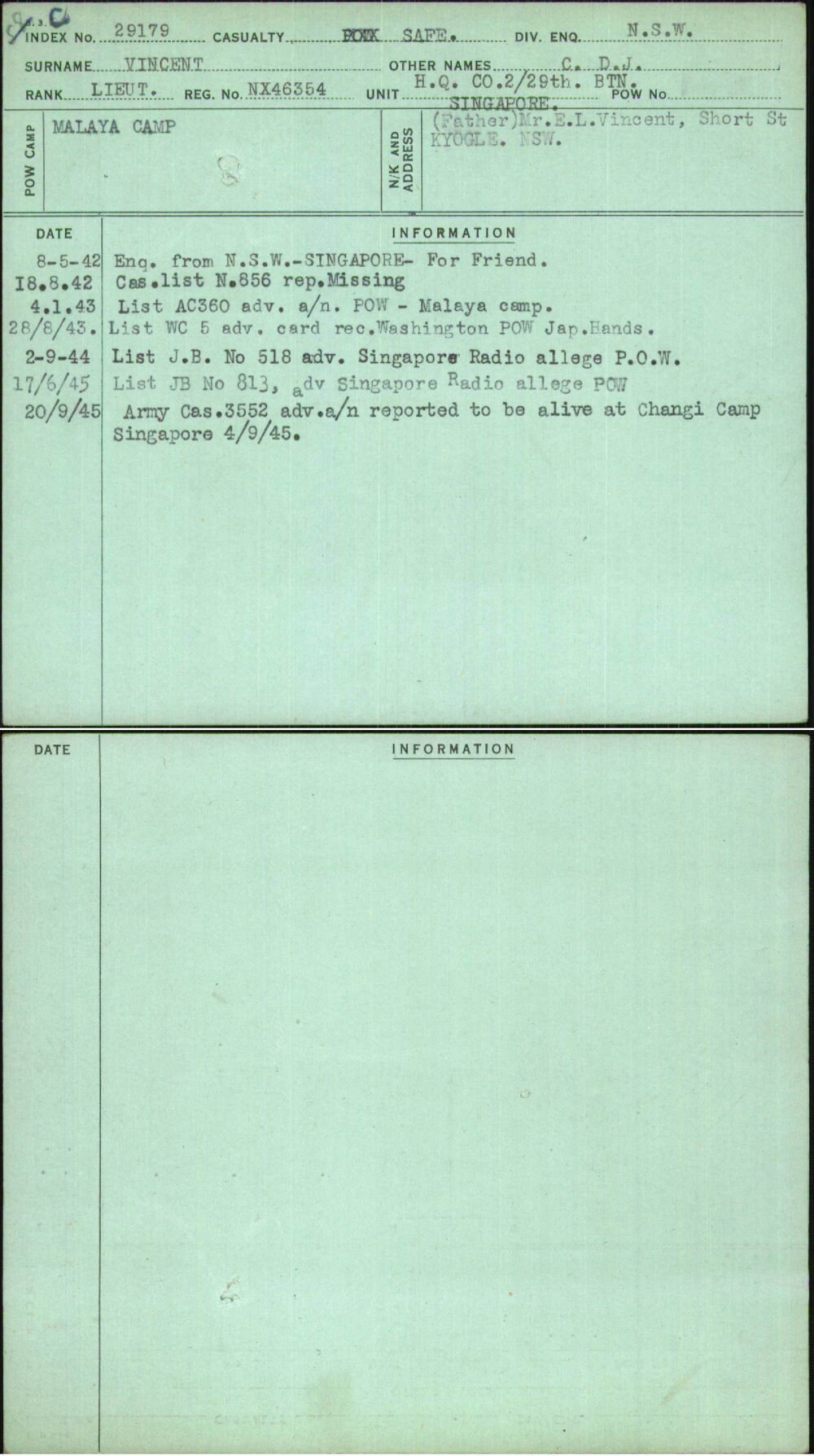 Vincent, C D J, NX46354