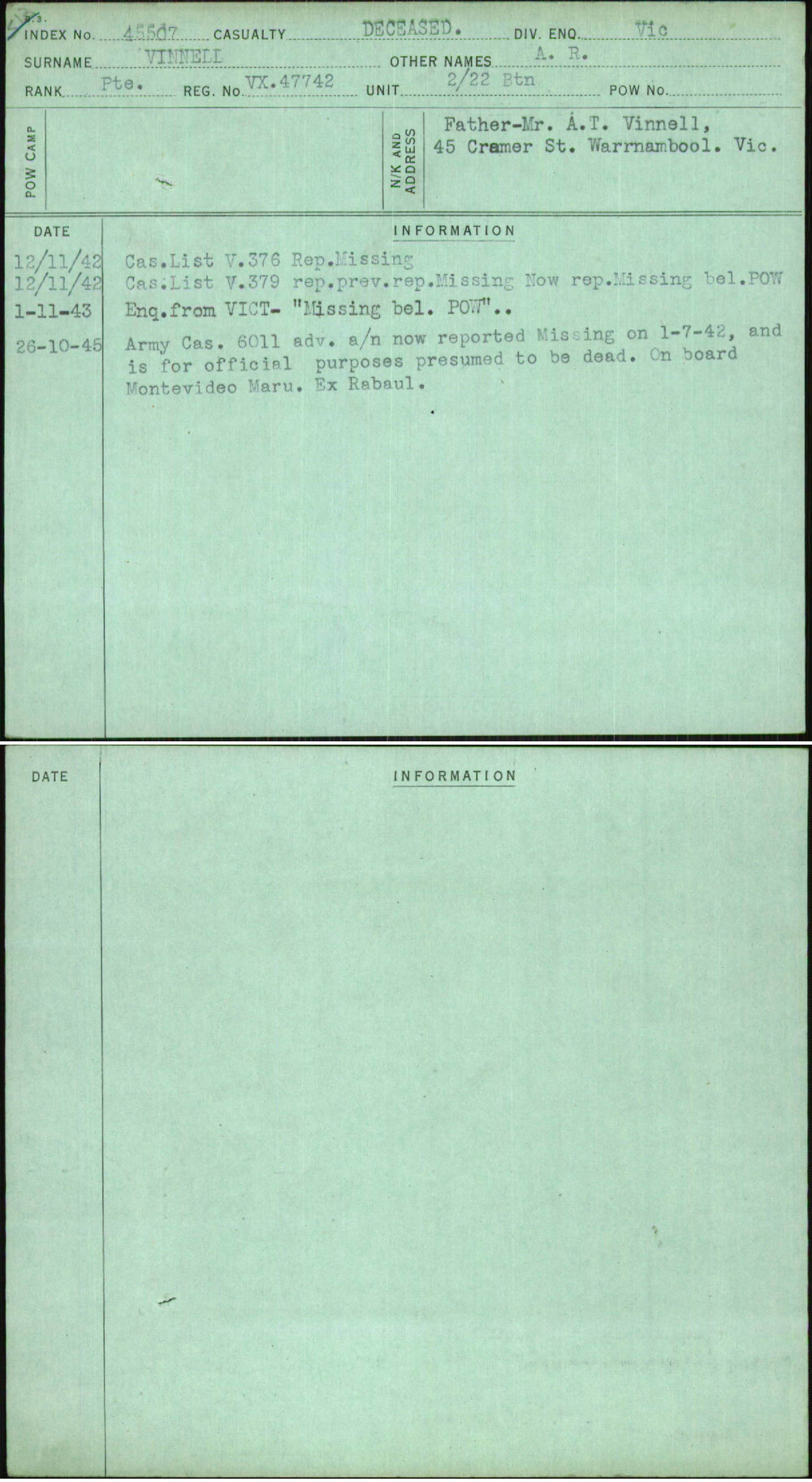 Vinnell, A R, VX47742
