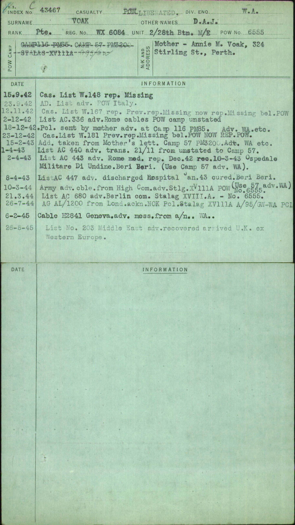 Voak, D A J, WX6084