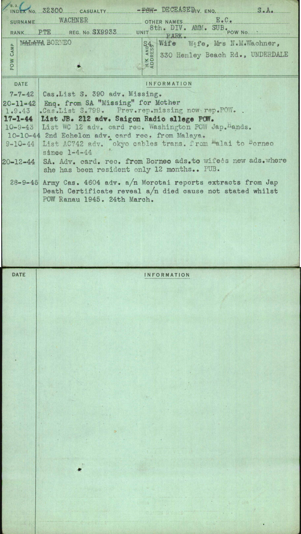 Wachner, E C, SX9933