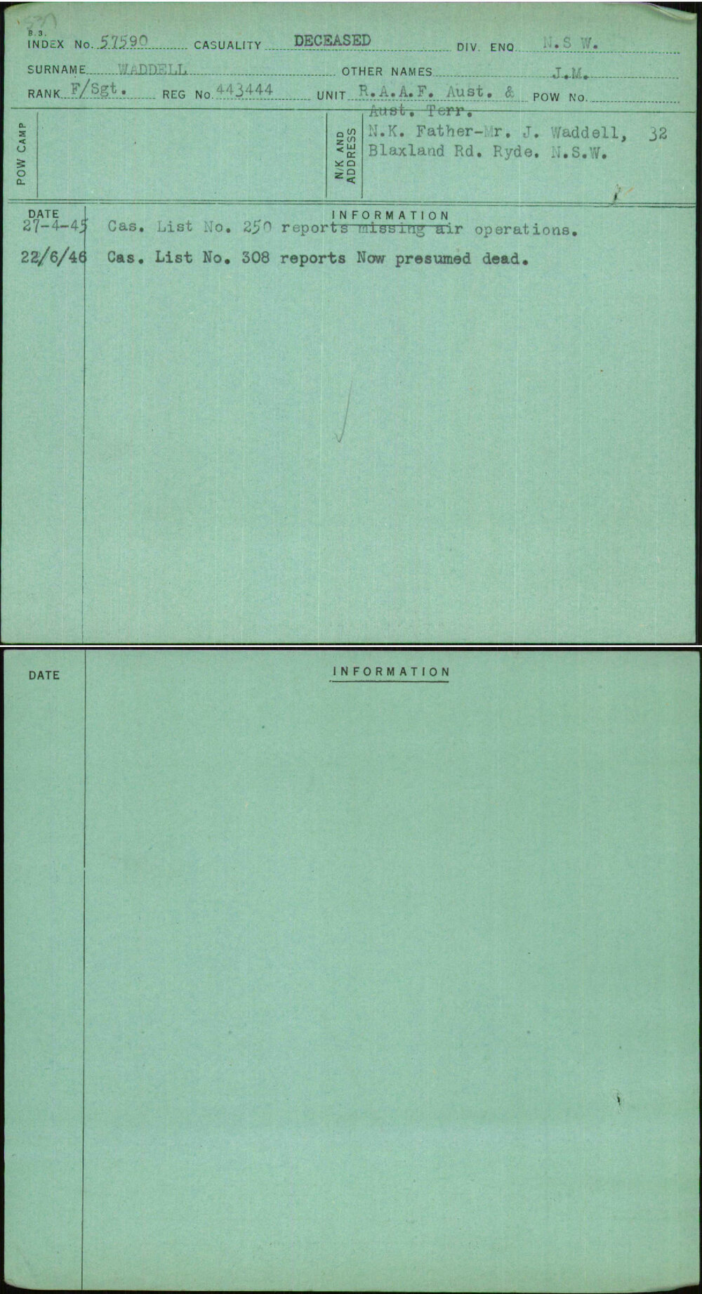 Waddell, J M, 443444