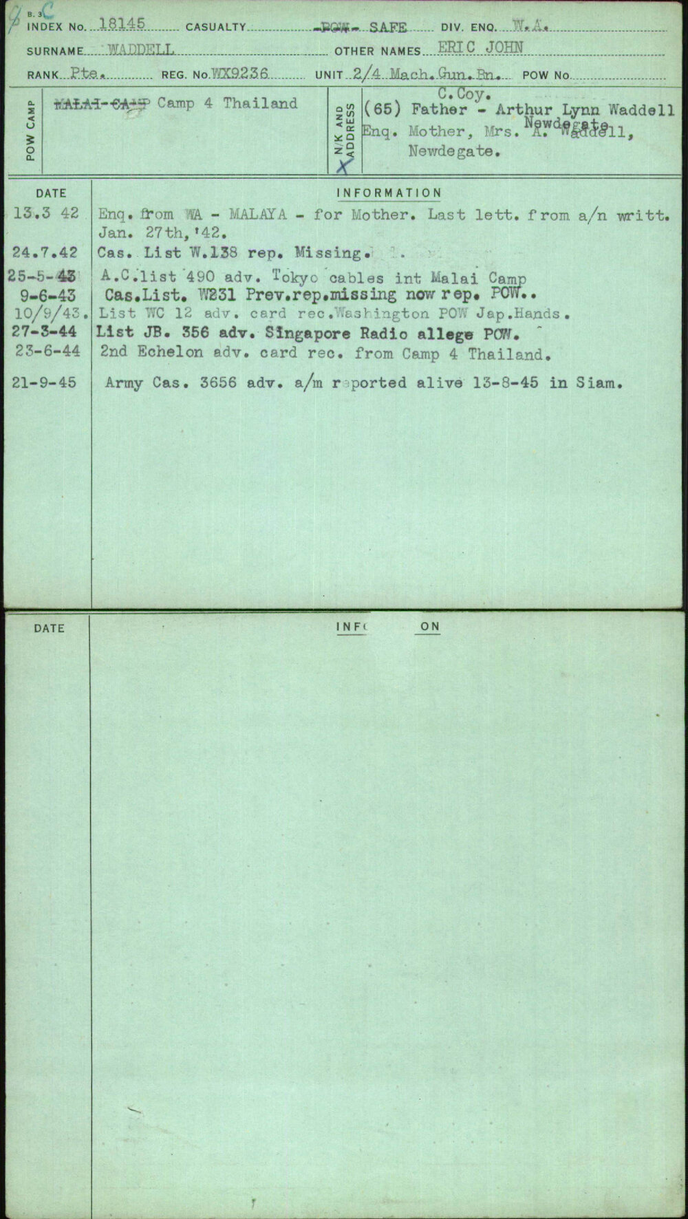 Waddell, Eric John, WX9236