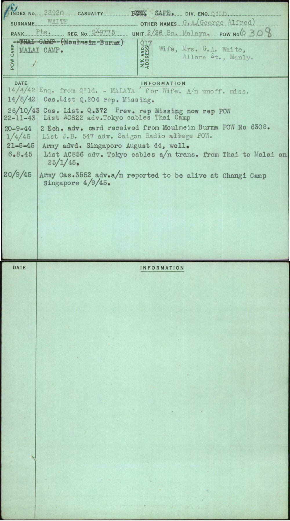 Waite, G A (George Alfred), QX9775