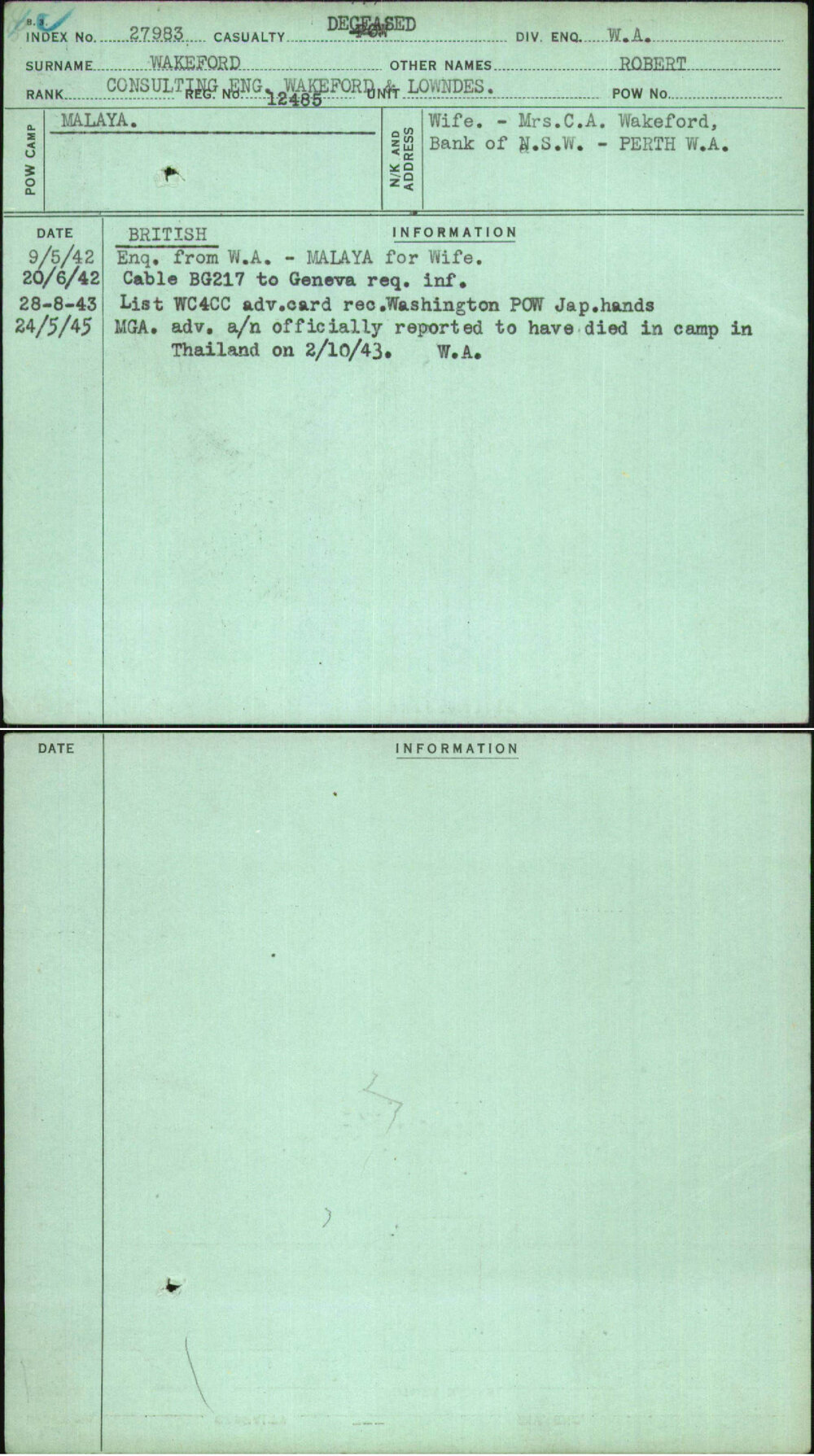Wakeford, Robert, 12485