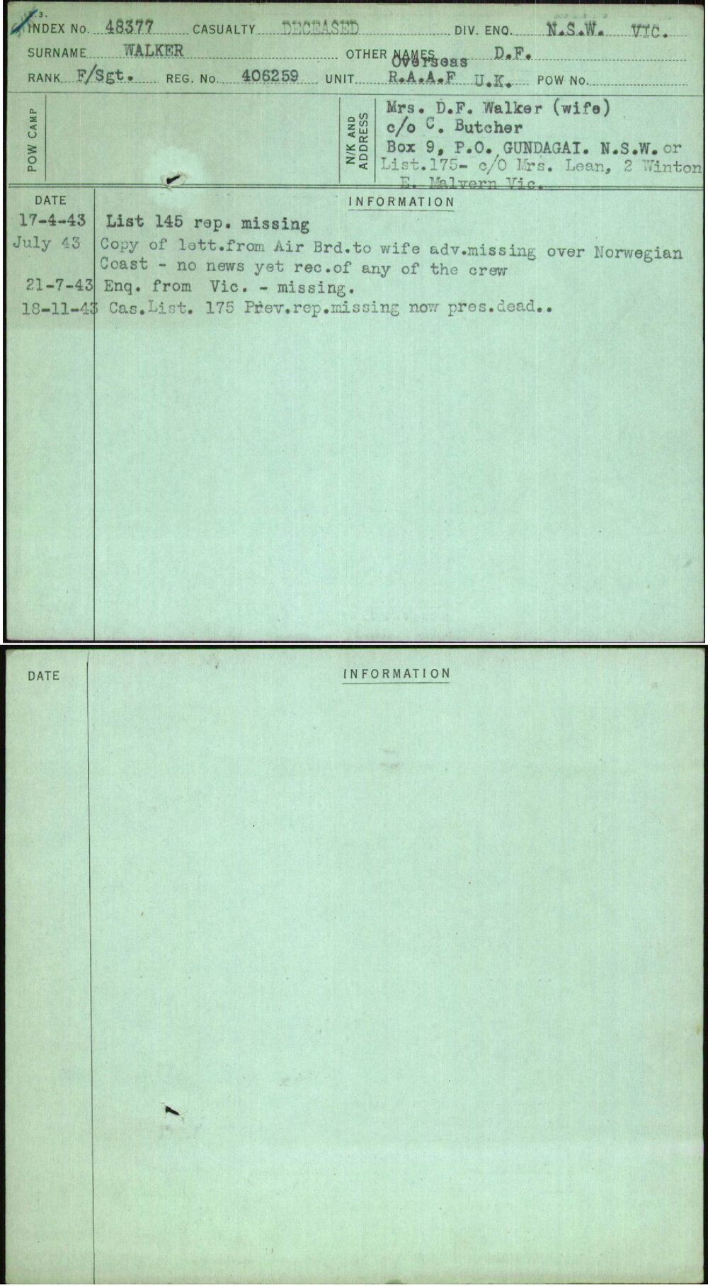 Walker, D F, 406259