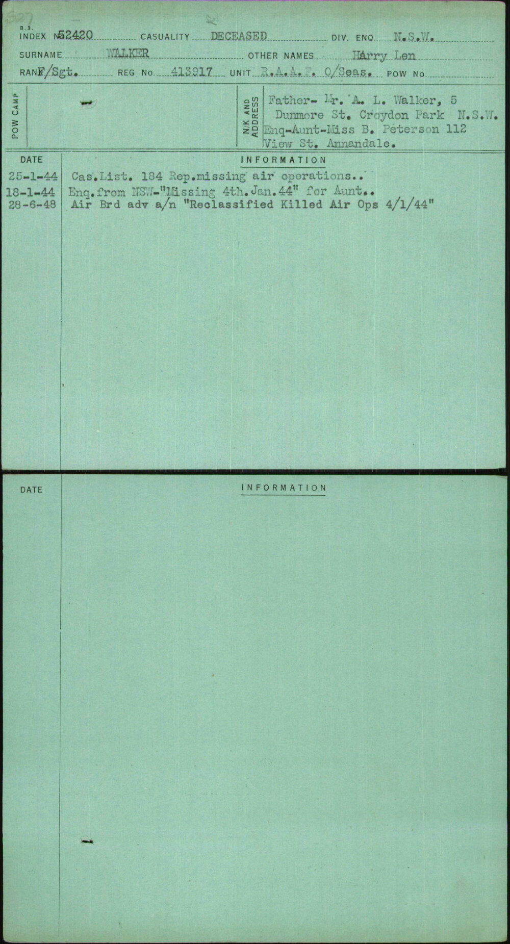 Walker, Harry Len, 413917