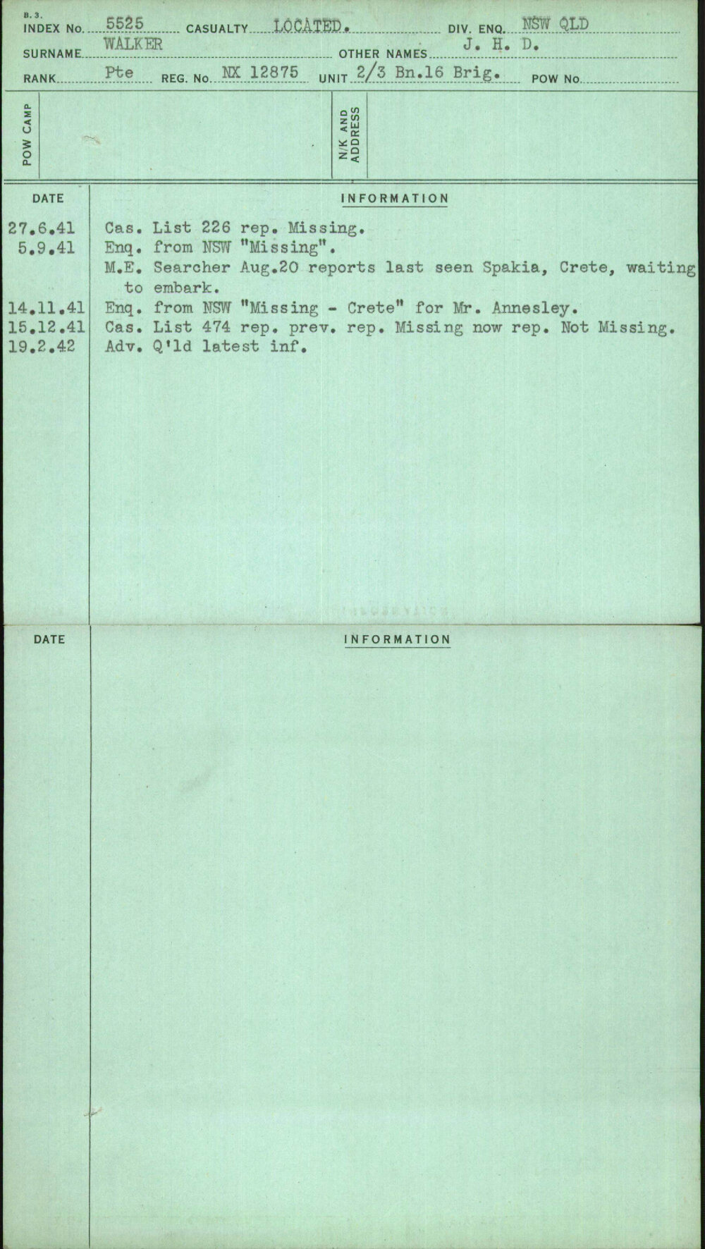Walker, J H D, NX12875