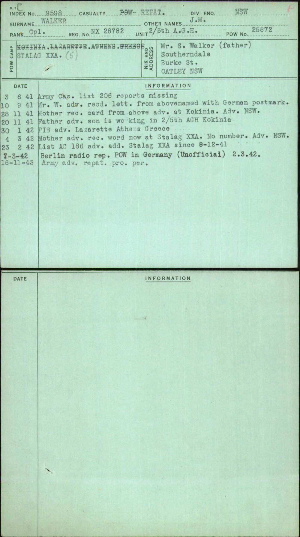 Walker, J M, NX28782