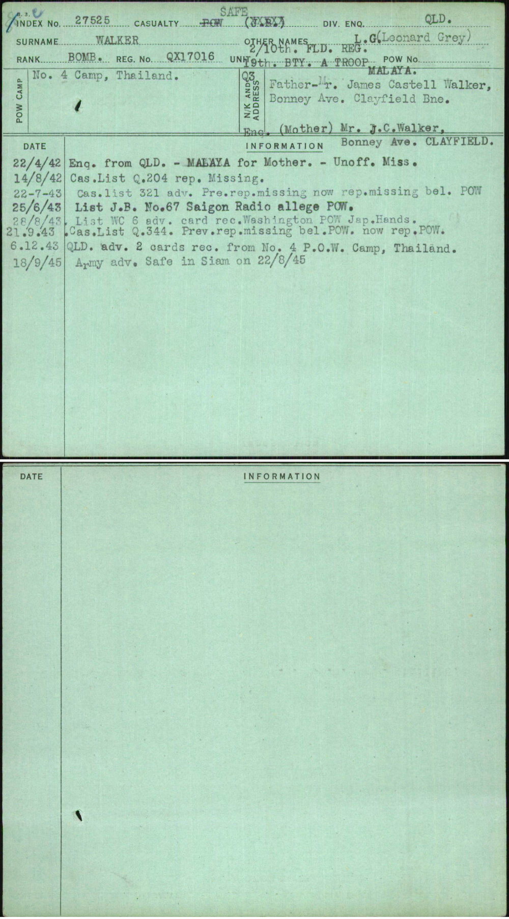 Walker, L G (Leonard Grey), QX17016