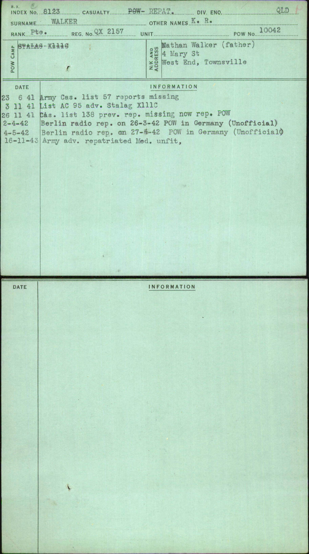 Walker, K R, QX2157