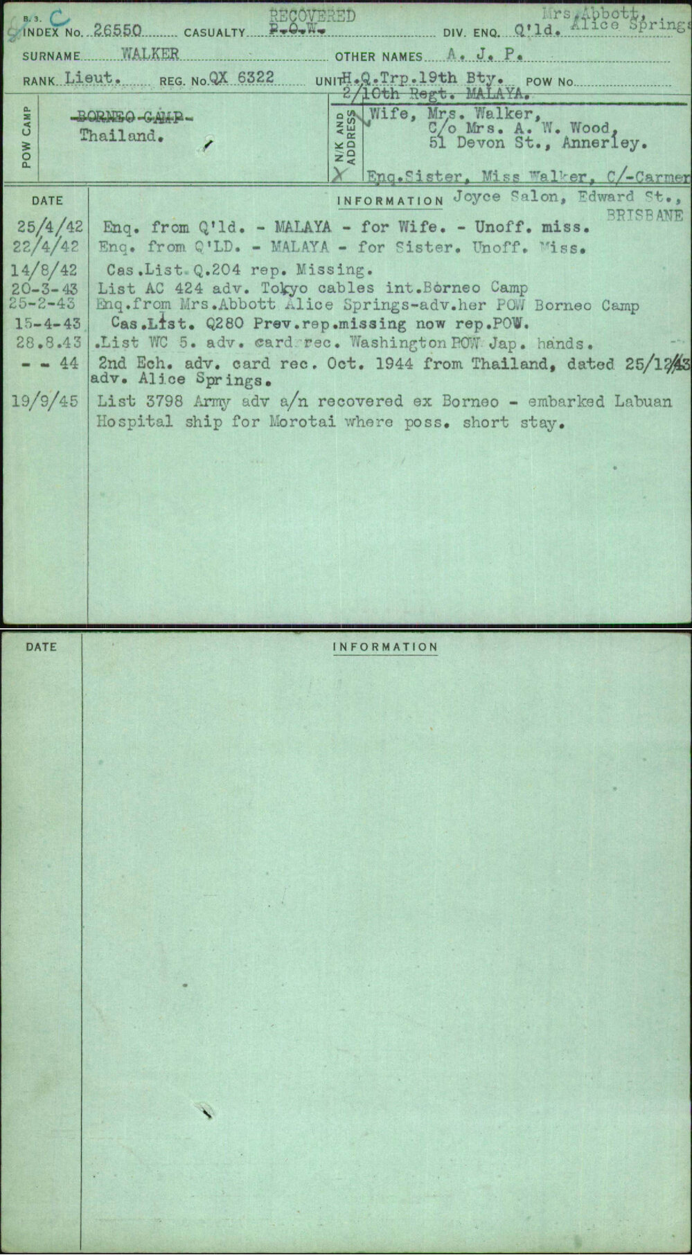 Walker, A J P, QX6322